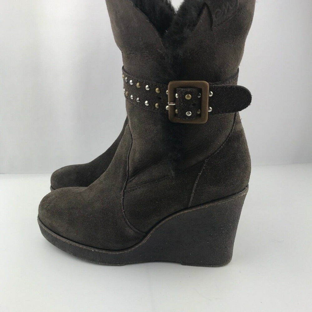 EMU Australia Heighton Low Brown Wedge Boots 8